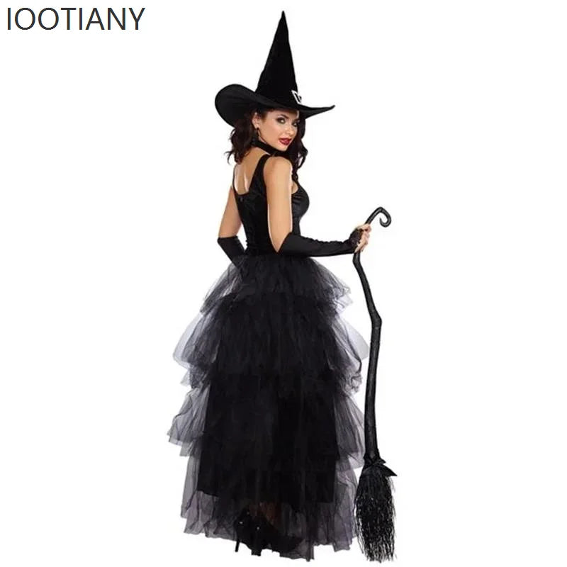 Halloween Adult Women's Gothic Black Witch Dress Costume Role Play Holiday Party Wizard Nightclub Masquerade Cosplay Costume New