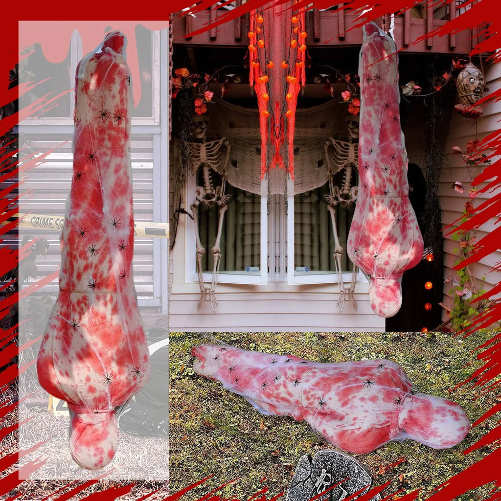 Halloween Decoration Hanging Corpse Scary Dead Body Props Bloody Inflatable Cocoon Outdoor Halloween Yard Haunted House Decors