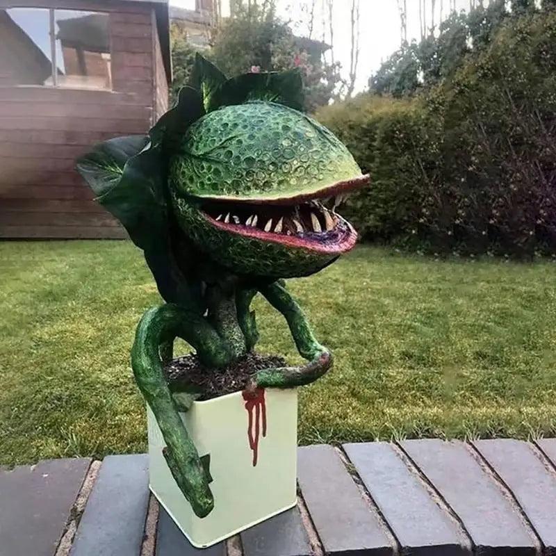 Halloween Piranha Flower Decoration Movie Prop Yard Resin Ornaments Little Shop Of Horrors Scary Plant Garden Halloween Decor