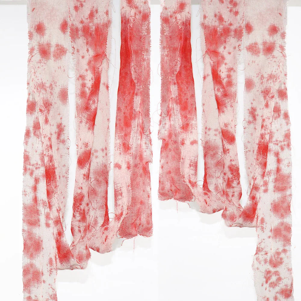 Halloween Decoration Horror Bloody Gauze Spooky Artificial Blood Bandage Cloth Halloween Blood Warning Tape Haunted House Decor