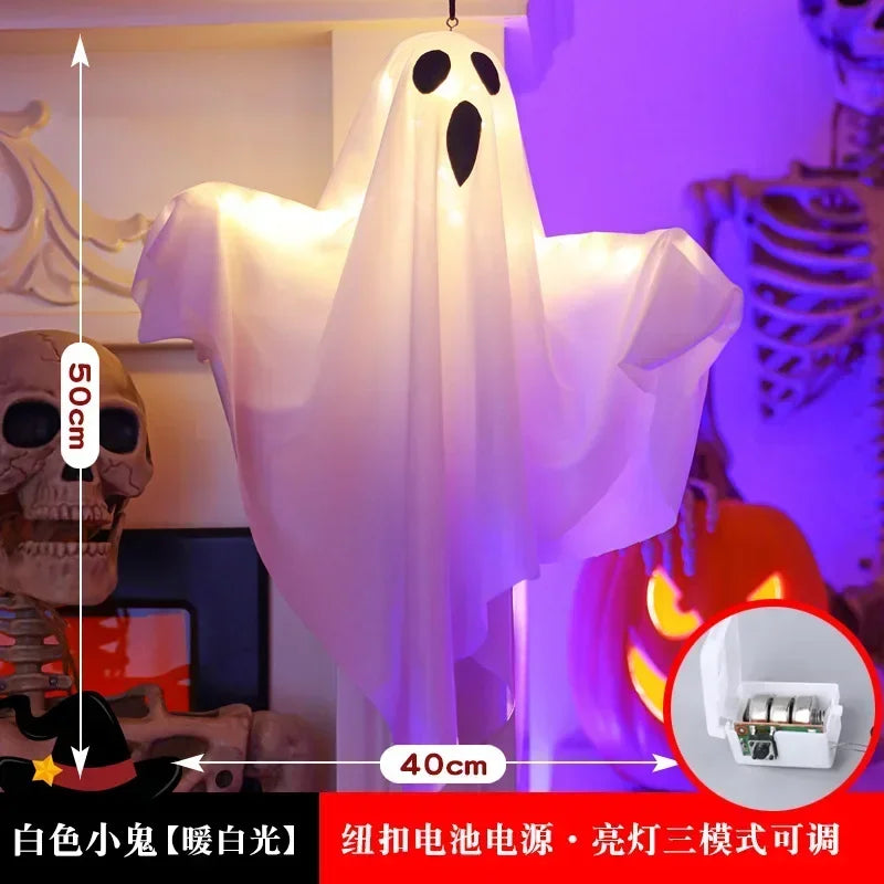 Halloween Decoration LED Hanging Light Emitting White Ghost DIY Styling Light Horror Indoor Party Decoration Atmosphere Light