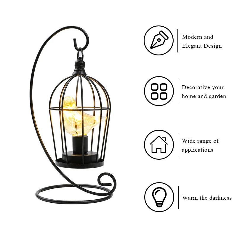 Vintage Birdcage Table Lamp Hanging Lantern Candlestick Metal Hollow Lanterns Tealight Hanging Lanterns Wedding Home Decor