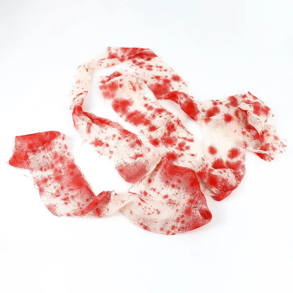 Halloween Decoration Horror Bloody Gauze Spooky Artificial Blood Bandage Cloth Halloween Blood Warning Tape Haunted House Decor