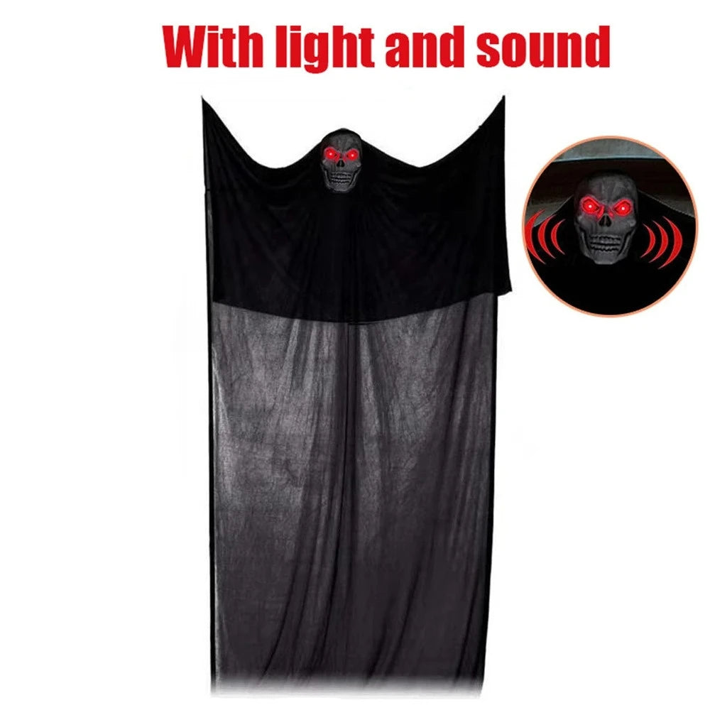 Haunted House Decoration with LED Sound Halloween Hanging Skull Ghost Ghost Ornament Indoor Outdoor Bar Halloween Party Decor
