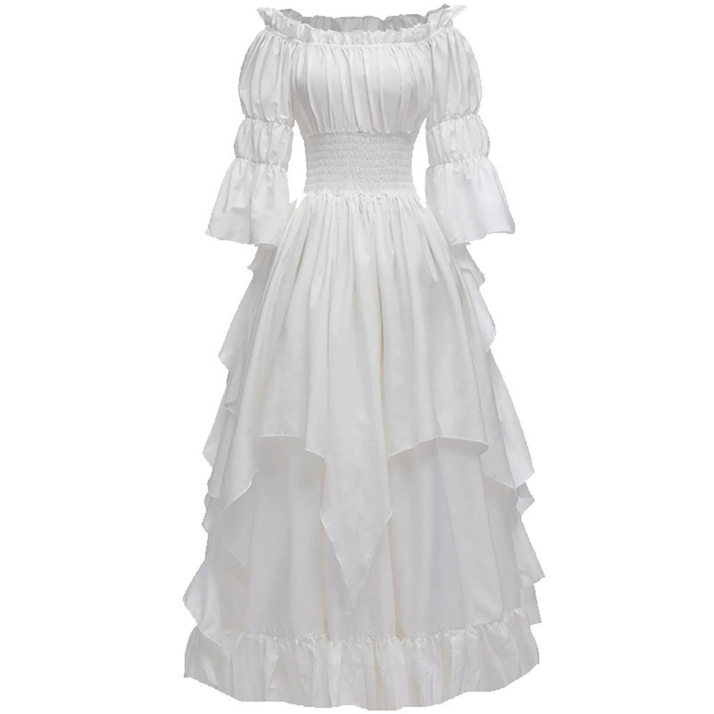 Women Gothic Witch Dress Medieval Renaissance Costume Victorian Dress for Halloween Party
