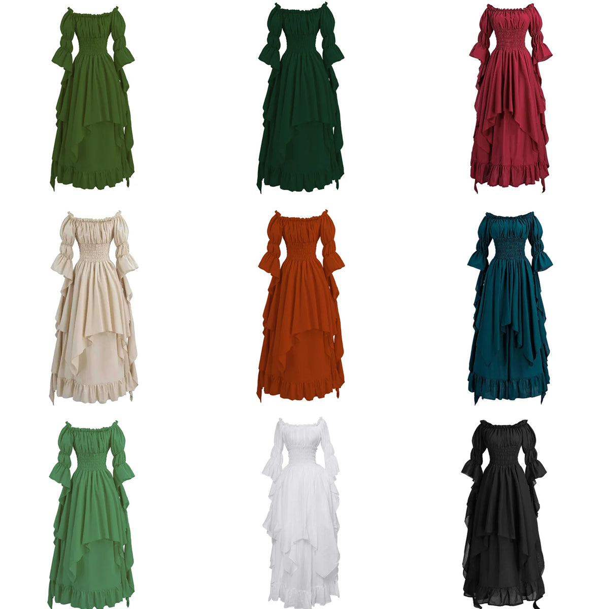 Women Gothic Witch Dress Medieval Renaissance Costume Victorian Dress for Halloween Party