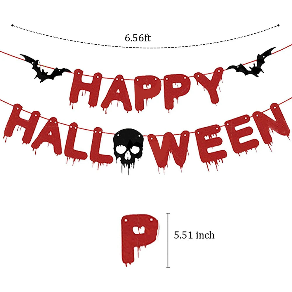 Halloween Party Decoration Happy Halloween Banner Bloody Butcher Knife Killer Tools Paper Garland for Horror Haunted House Decor
