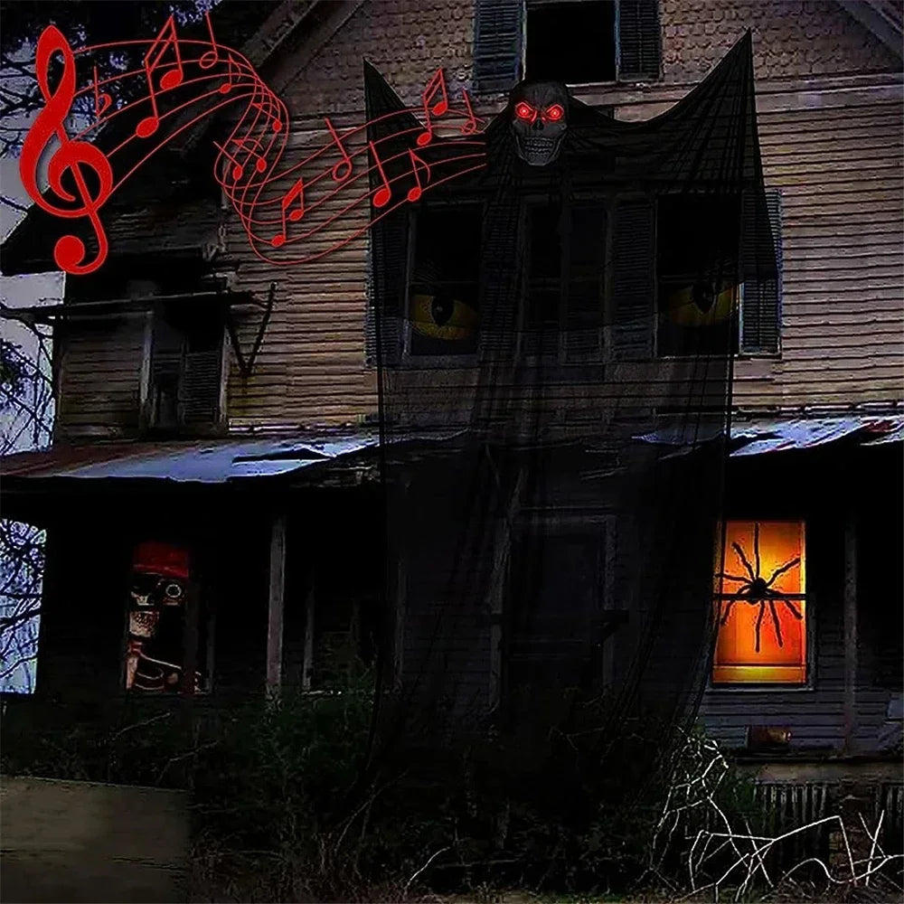 Haunted House Decoration with LED Sound Halloween Hanging Skull Ghost Ghost Ornament Indoor Outdoor Bar Halloween Party Decor