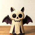 Halloween Wooden Tabletop Decor, Hand-Painted Owl Ghost Pumpkin & Vampire Cat Figurines for Shelf Mantel Party Decoration