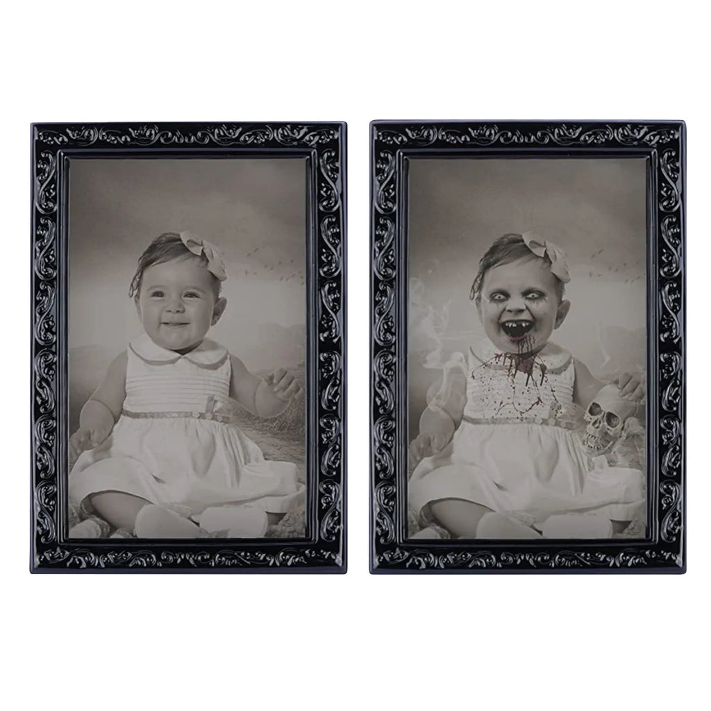 Halloween Decoration 3d Change Face Expression Moving Ghost Portrait Photo Frame Horror Party Castle Haunted House Props Decor