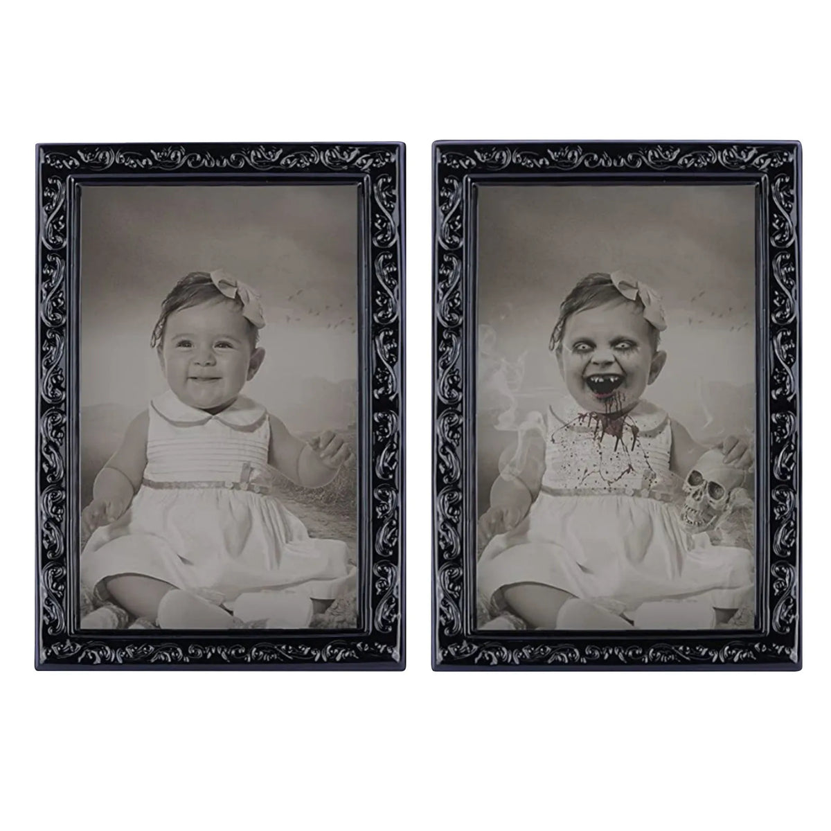 Halloween Decoration 3d Change Face Expression Moving Ghost Portrait Photo Frame Horror Party Castle Haunted House Props Decor