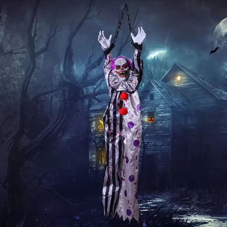 Halloween Decorations Electric Voice-activated Hanging Ghost Clown Hanging Ghost Haunted House Horror Decoration Props