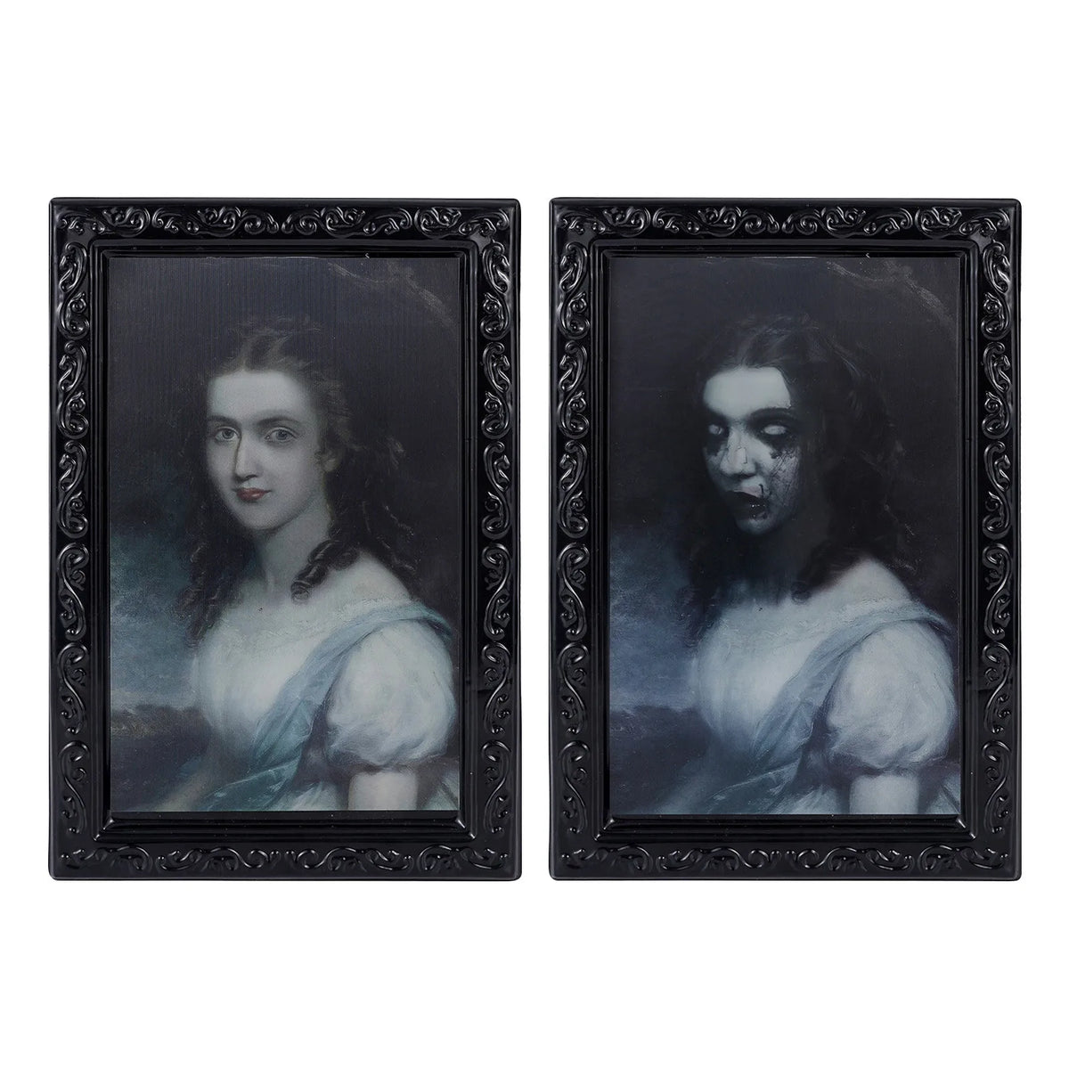 Halloween Decoration 3d Change Face Expression Moving Ghost Portrait Photo Frame Horror Party Castle Haunted House Props Decor