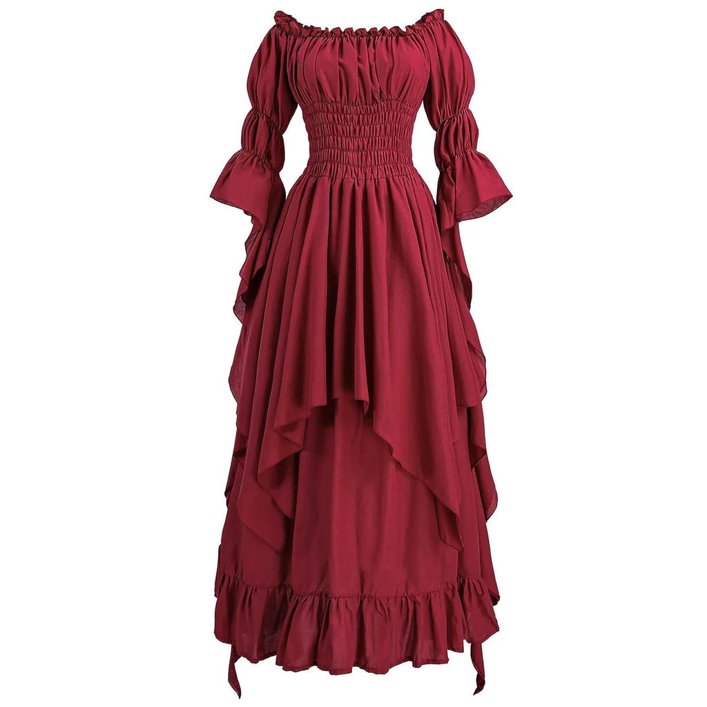 Women Gothic Witch Dress Medieval Renaissance Costume Victorian Dress for Halloween Party