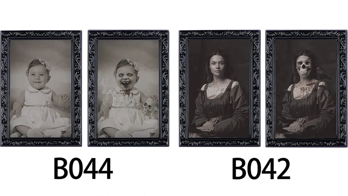Halloween Decoration 3d Change Face Expression Moving Ghost Portrait Photo Frame Horror Party Castle Haunted House Props Decor