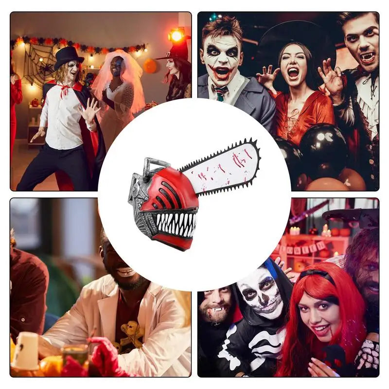 Horror Comics Chainsaw Man Latex Headset April Fool's Day Halloween Role Playing Mask Cosplay terror Headgear Mask Decor props