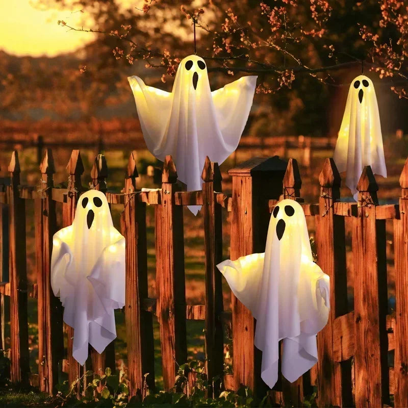 Halloween Decoration LED Hanging Light Emitting White Ghost DIY Styling Light Horror Indoor Party Decoration Atmosphere Light