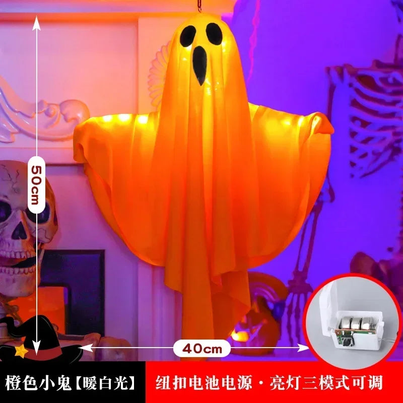Halloween Decoration LED Hanging Light Emitting White Ghost DIY Styling Light Horror Indoor Party Decoration Atmosphere Light