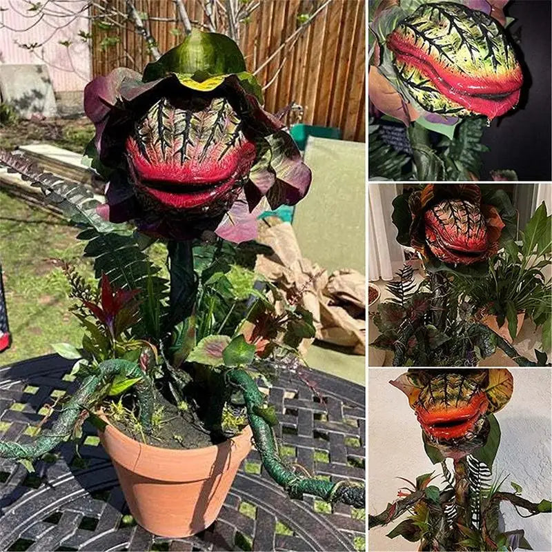 Halloween Piranha Flower Decoration Movie Prop Yard Resin Ornaments Little Shop Of Horrors Scary Plant Garden Halloween Decor