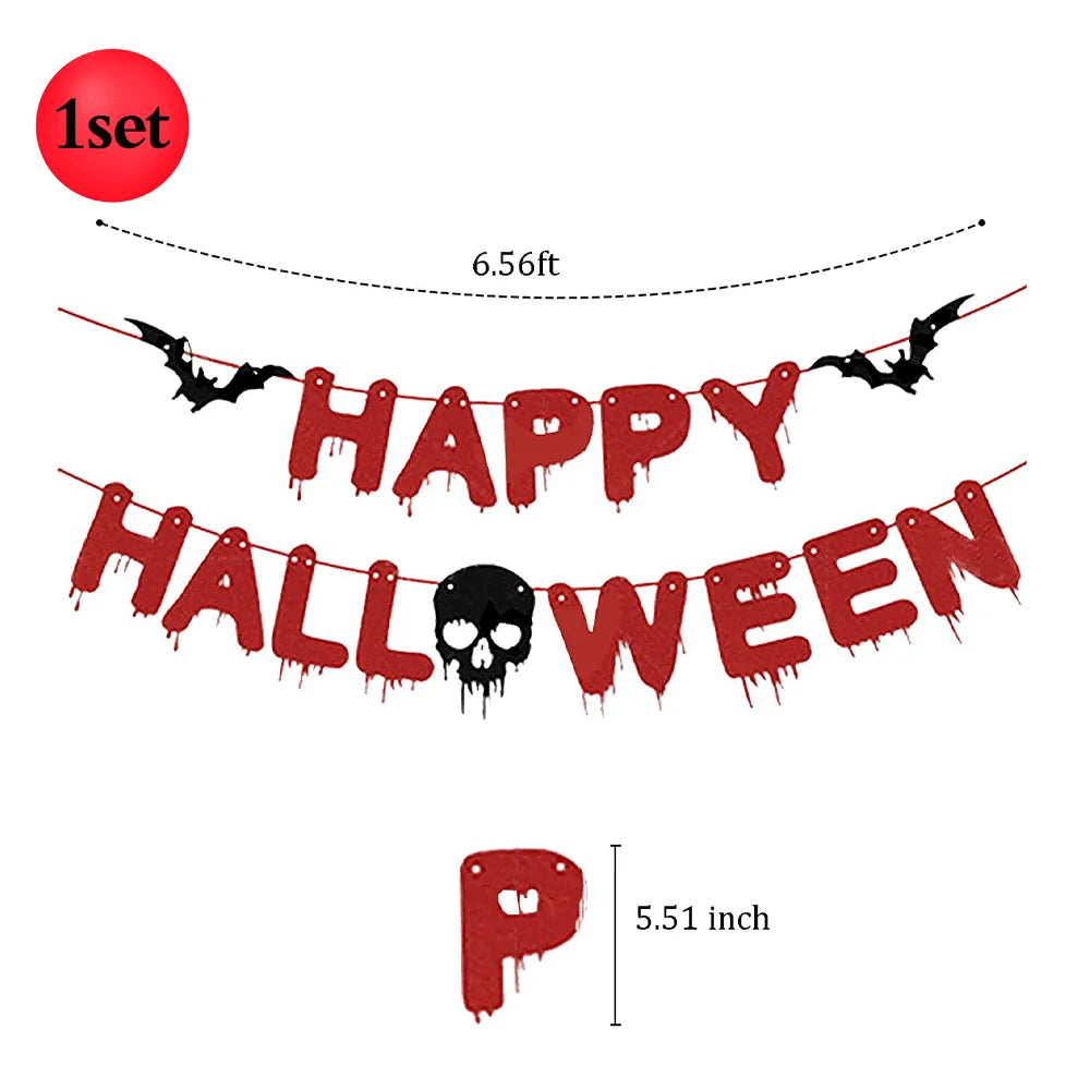 Halloween Party Decoration Happy Halloween Banner Bloody Butcher Knife Killer Tools Paper Garland for Horror Haunted House Decor