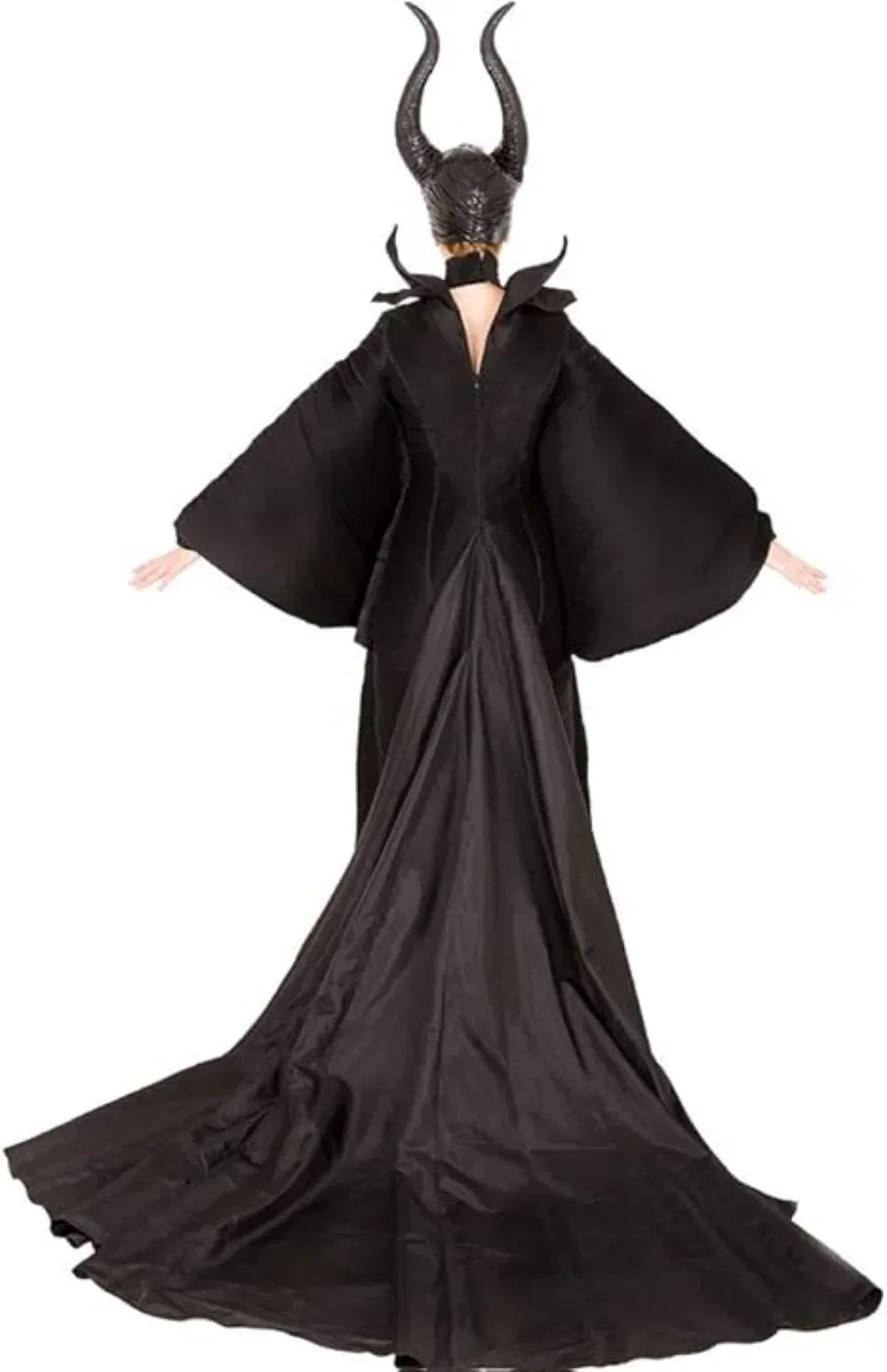 Maleficent Witch Costume Dark Witch Queen Dress Women Halloween Gothic Vampire Costume Stepmother Witch Dress Hat