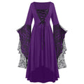 Vintage Halloween Cosplay Costume Witch Vampire Gothic Dress Ghost Dresses Up Party Printed Medieval Ghost Bride Female Clothes