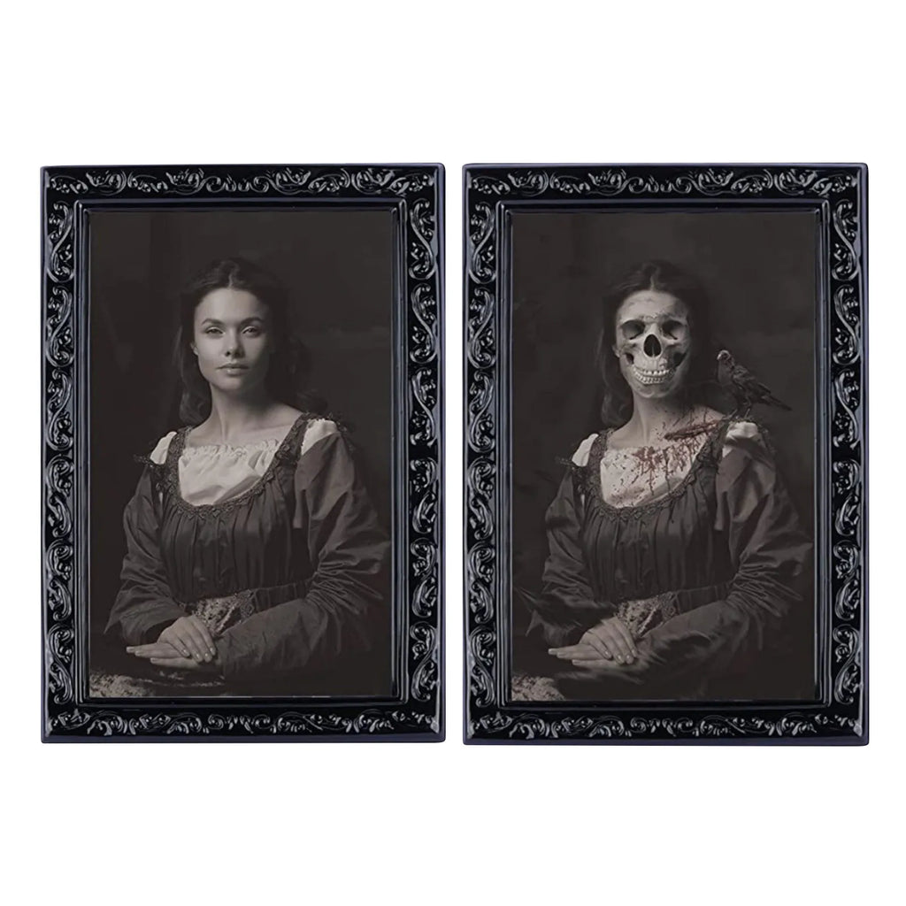Halloween Decoration 3d Change Face Expression Moving Ghost Portrait Photo Frame Horror Party Castle Haunted House Props Decor