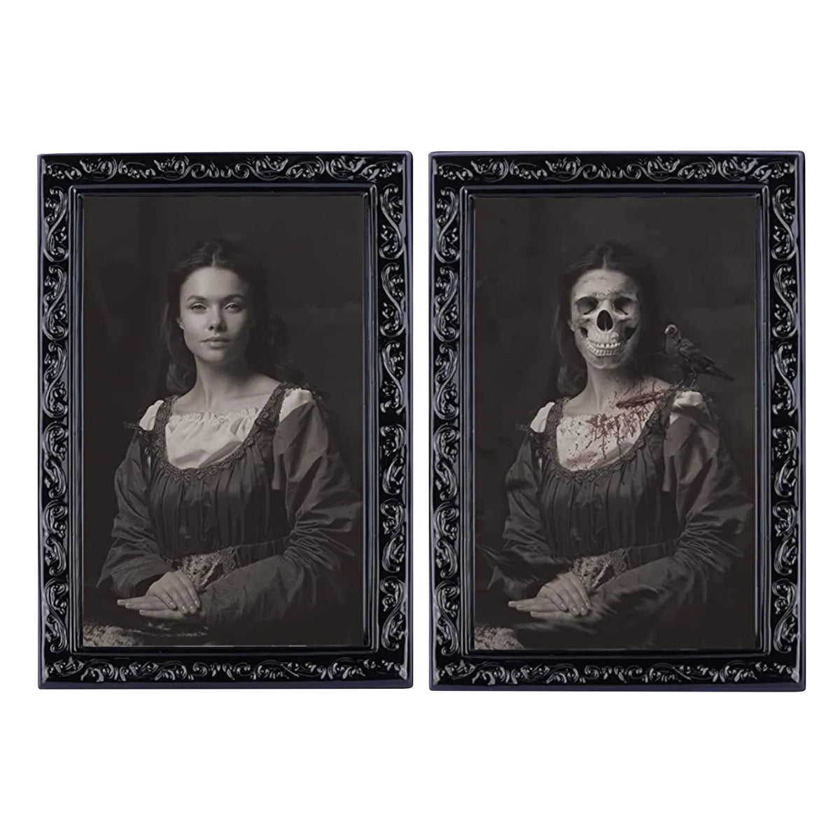 Halloween Decoration 3d Change Face Expression Moving Ghost Portrait Photo Frame Horror Party Castle Haunted House Props Decor