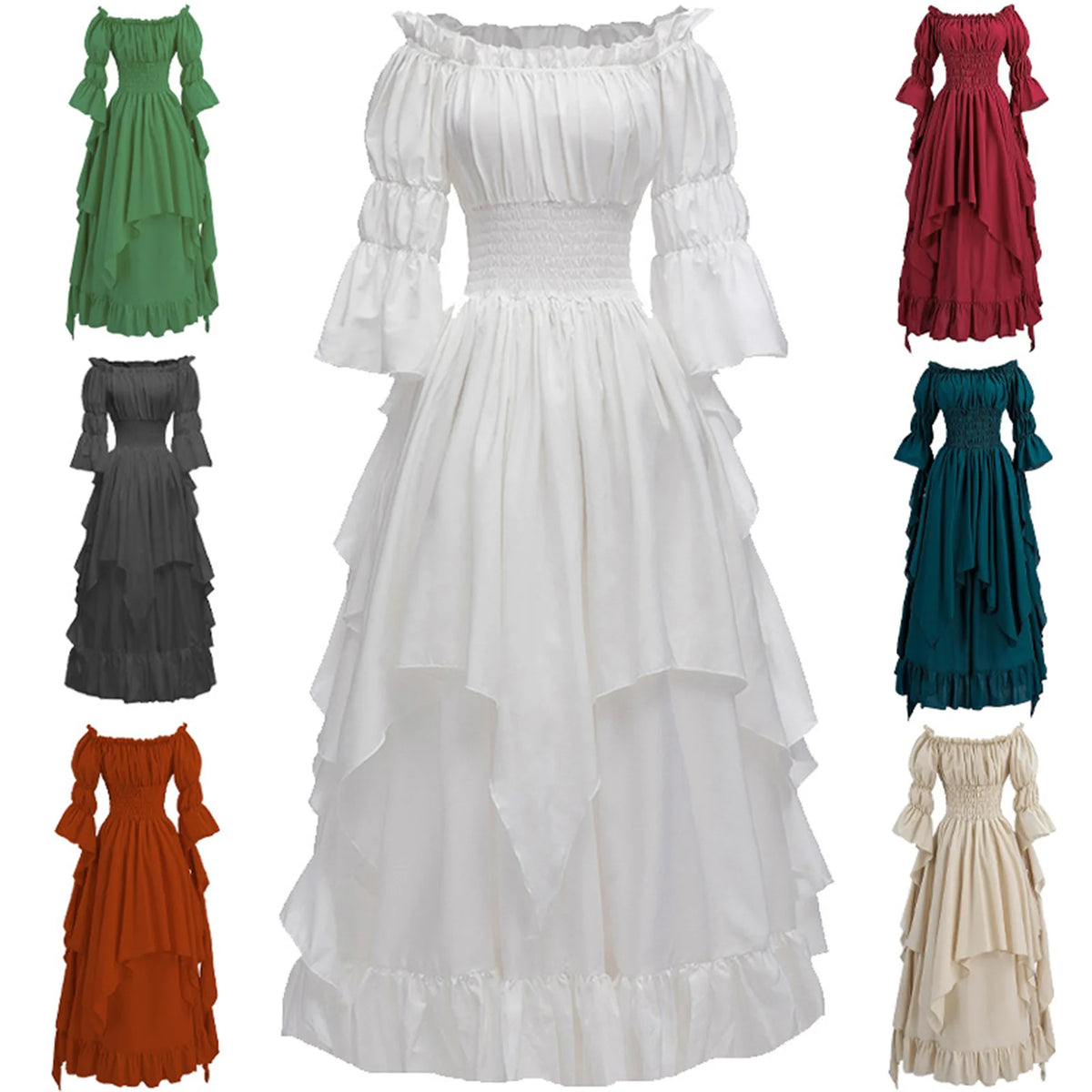 Women Gothic Witch Dress Medieval Renaissance Costume Victorian Dress for Halloween Party