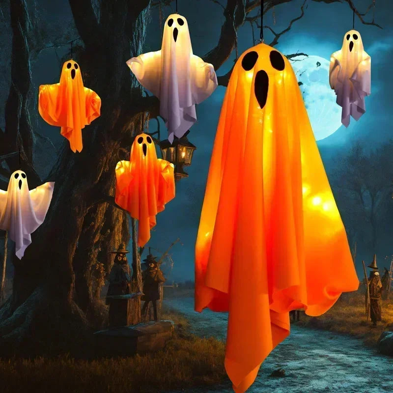 Halloween Decoration LED Hanging Light Emitting White Ghost DIY Styling Light Horror Indoor Party Decoration Atmosphere Light