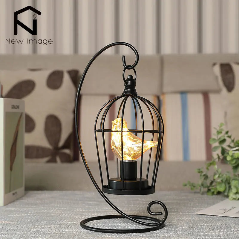 Vintage Birdcage Table Lamp Hanging Lantern Candlestick Metal Hollow Lanterns Tealight Hanging Lanterns Wedding Home Decor