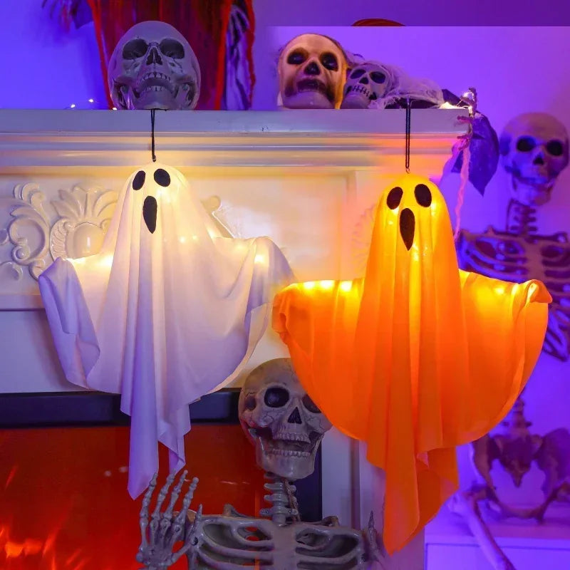Halloween Decoration LED Hanging Light Emitting White Ghost DIY Styling Light Horror Indoor Party Decoration Atmosphere Light
