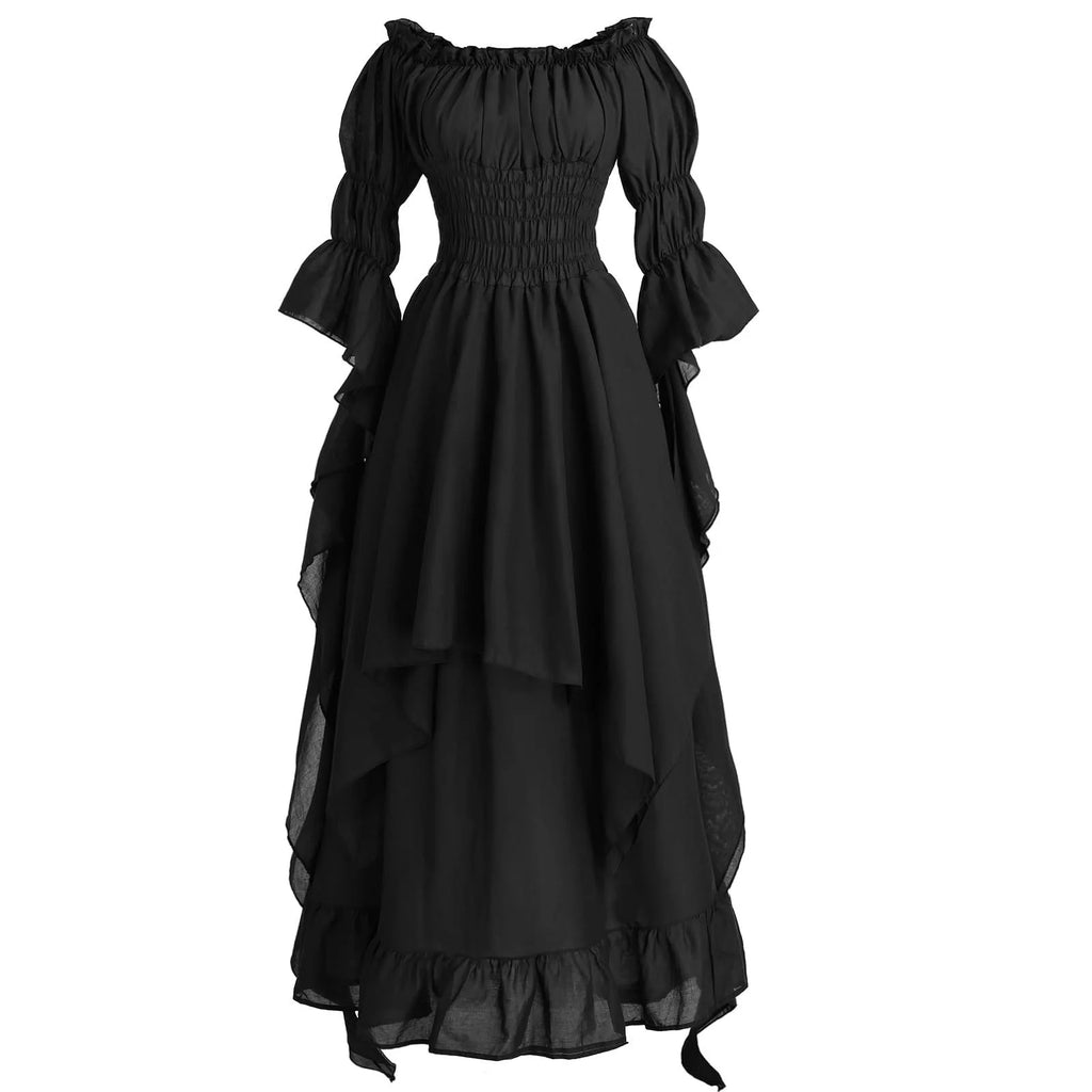Women Gothic Witch Dress Medieval Renaissance Costume Victorian Dress for Halloween Party
