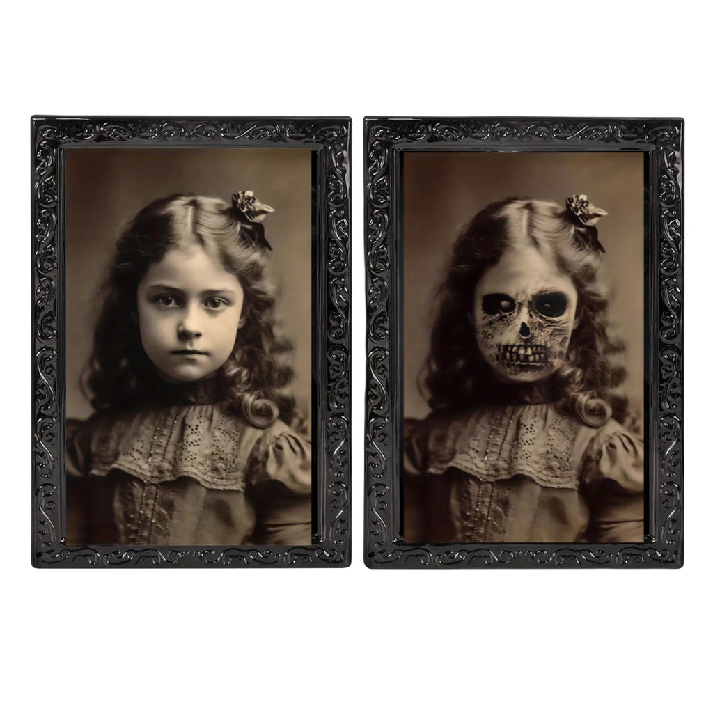 Halloween Decoration 3d Change Face Expression Moving Ghost Portrait Photo Frame Horror Party Castle Haunted House Props Decor