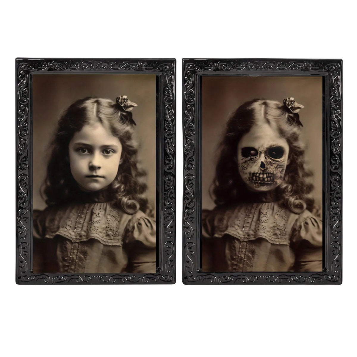 Halloween Decoration 3d Change Face Expression Moving Ghost Portrait Photo Frame Horror Party Castle Haunted House Props Decor